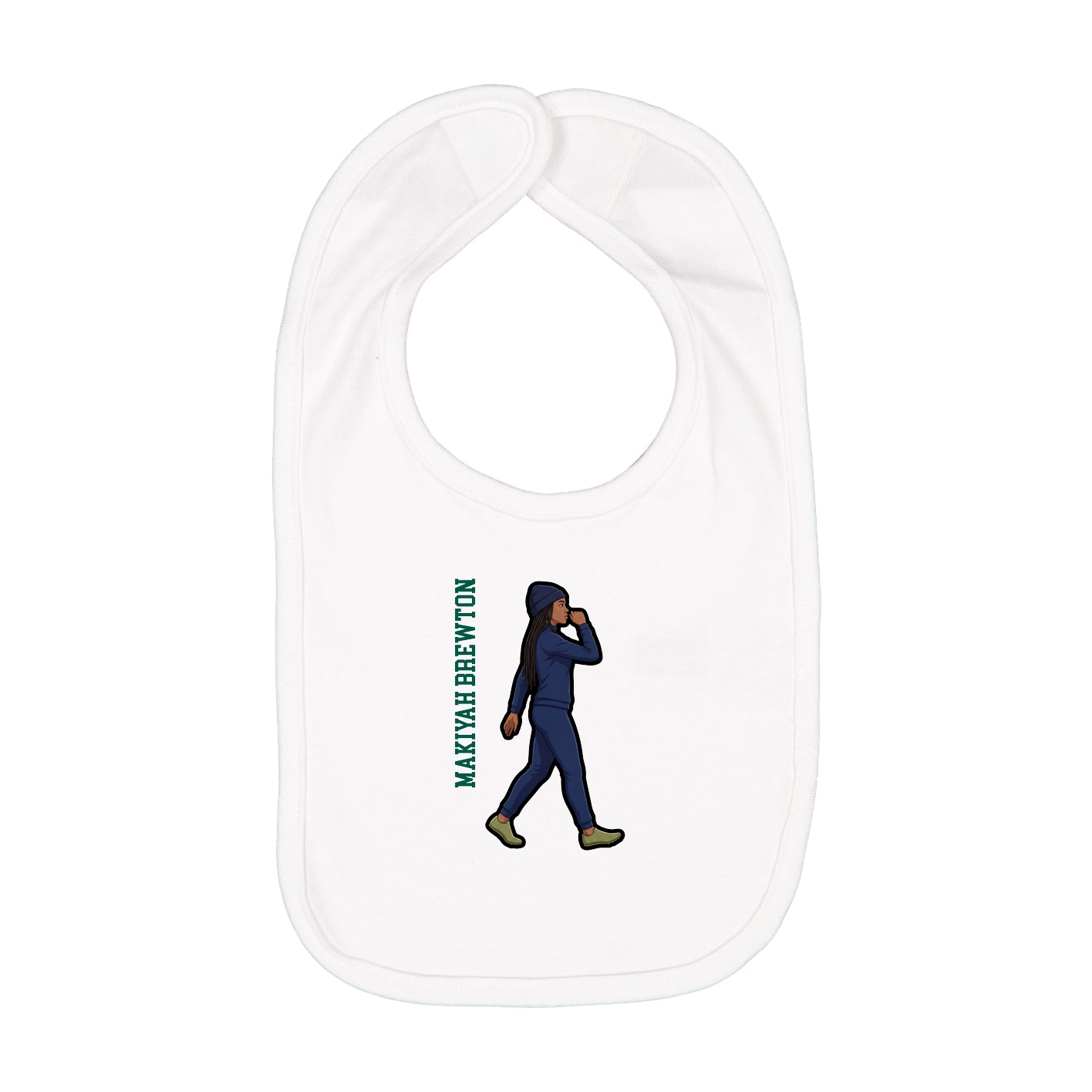 Infant Bib — Name Vertical in White