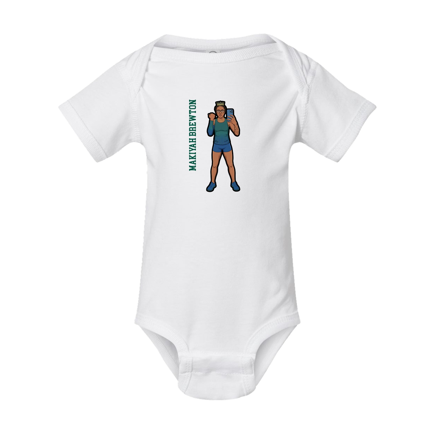 Baby Onesie — Name Vertical in White