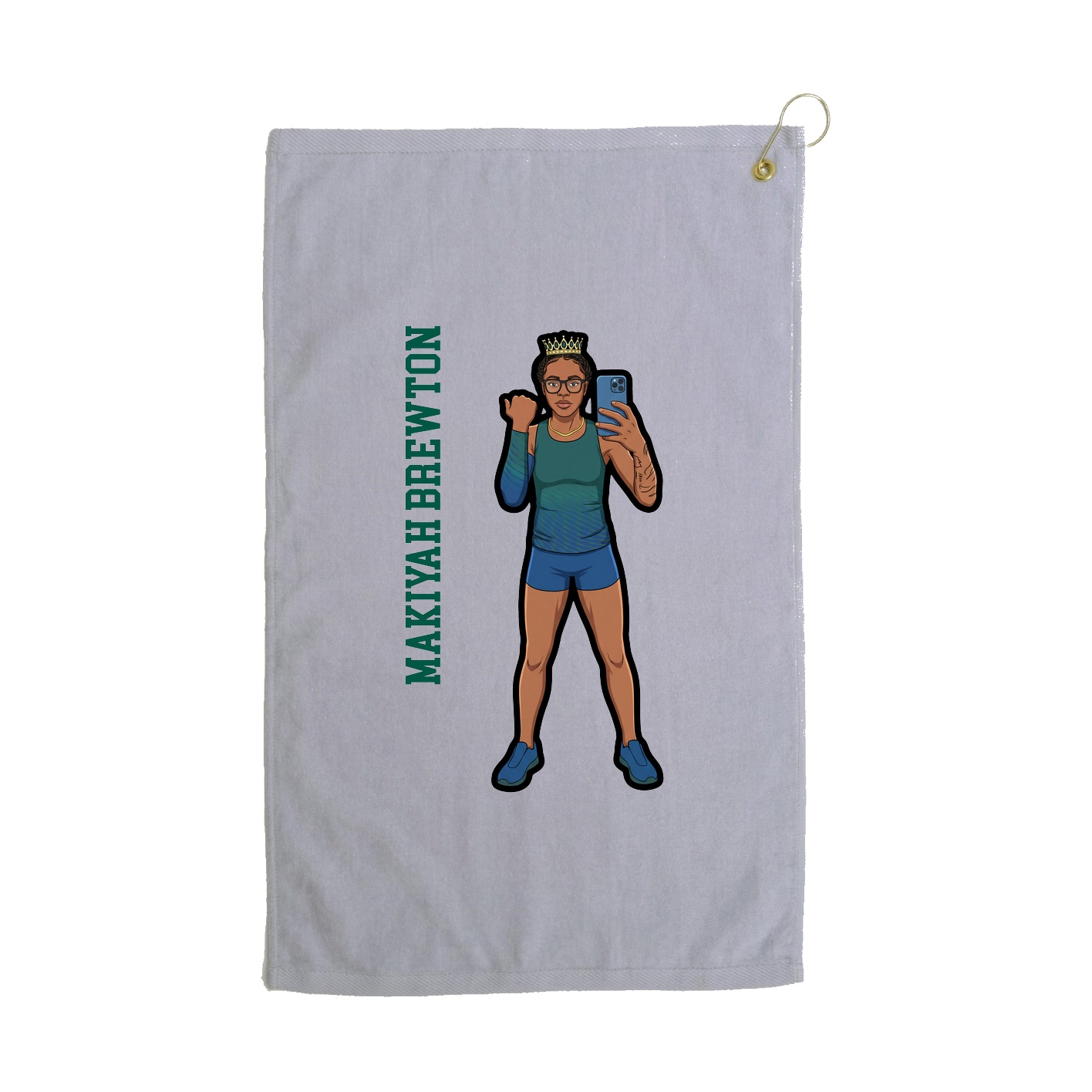Golf Towel — Name Vertical in Grey