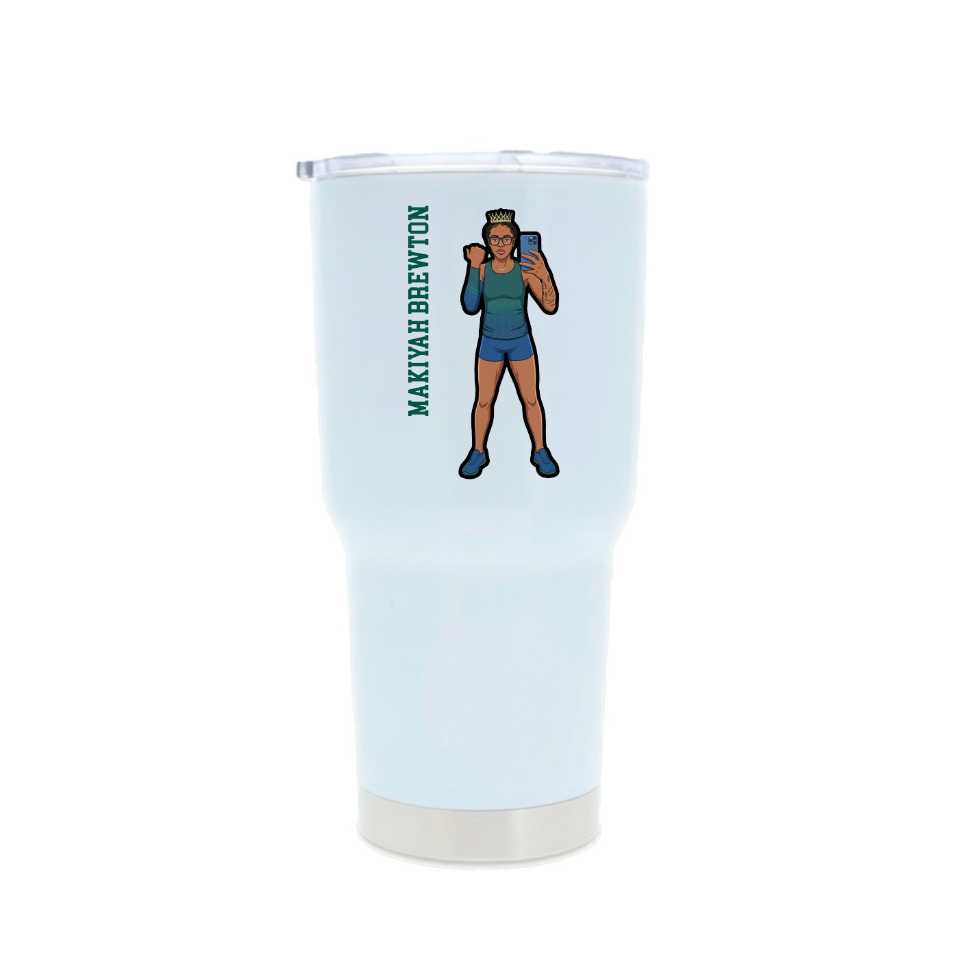 30oz Stainless Steel Tumbler — Name Vertical in White