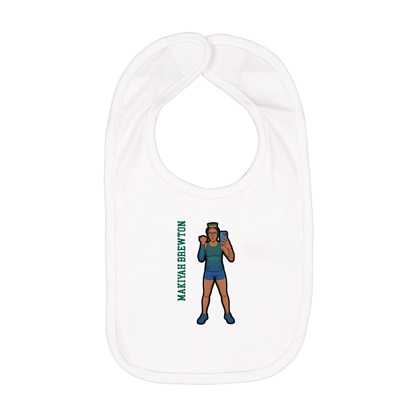 Infant Bib — Name Vertical in White