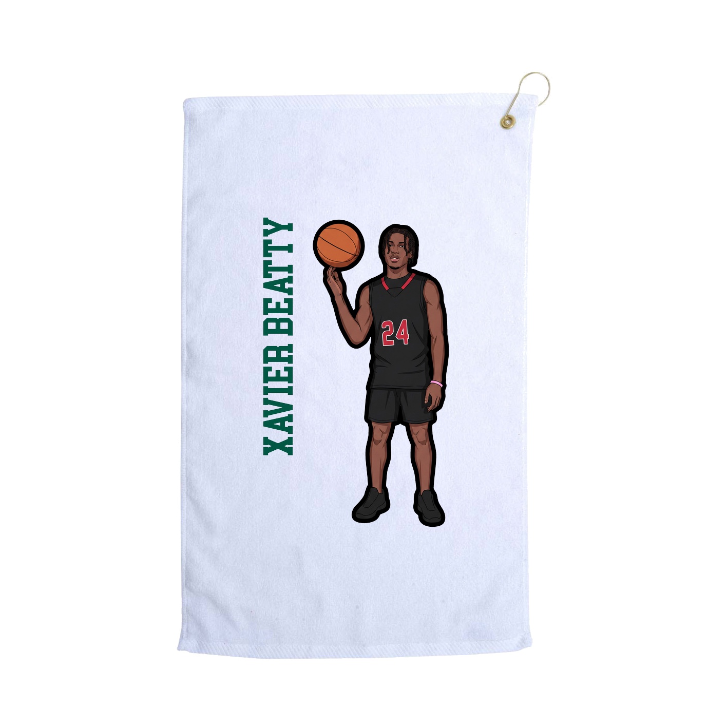 Golf Towel — Name Vertical in White