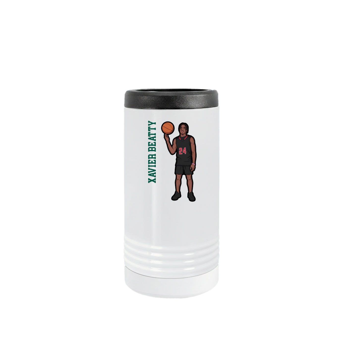 Slim Beverage Holder — Name Vertical in White