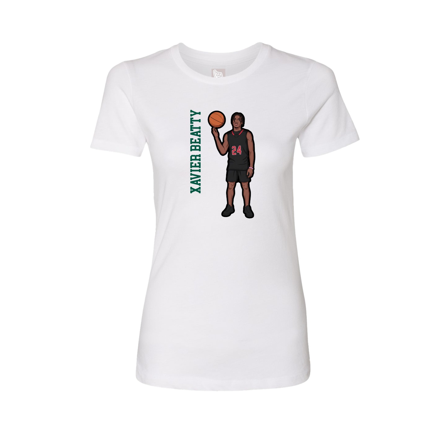 Fitted Women's Tee — Name Vertical in White