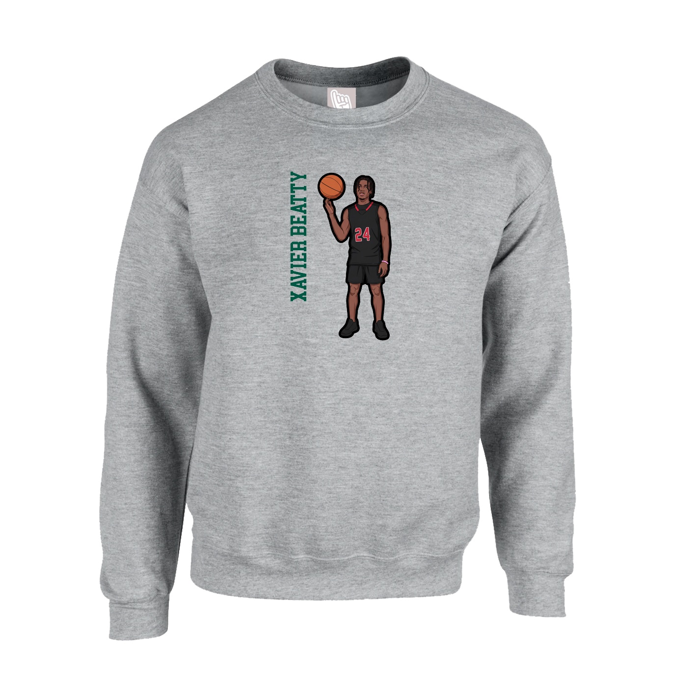Fleece Crew — Name Vertical in Grey