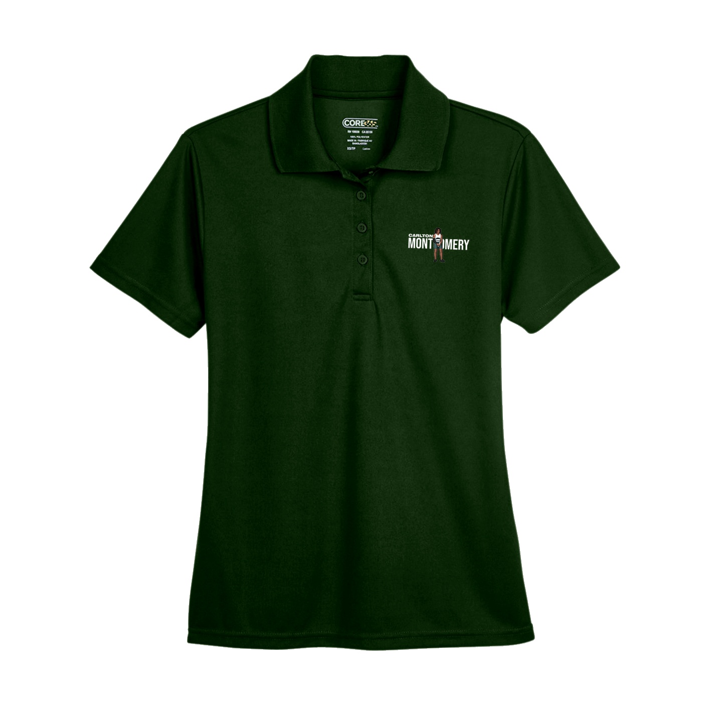 Womens Performance Polo — Player Name in Green
