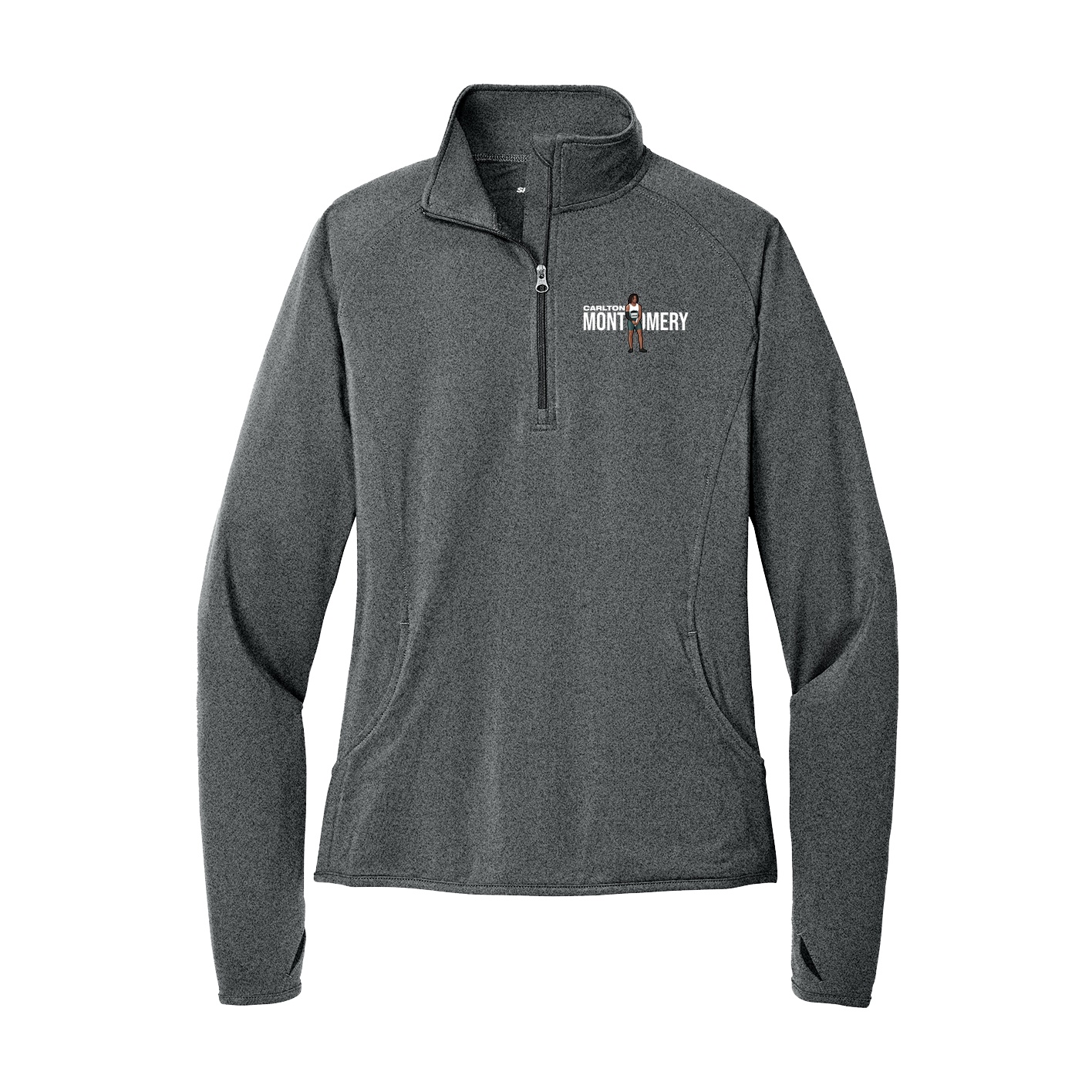 Women's Q-Zip Pullover — Player Name in Grey