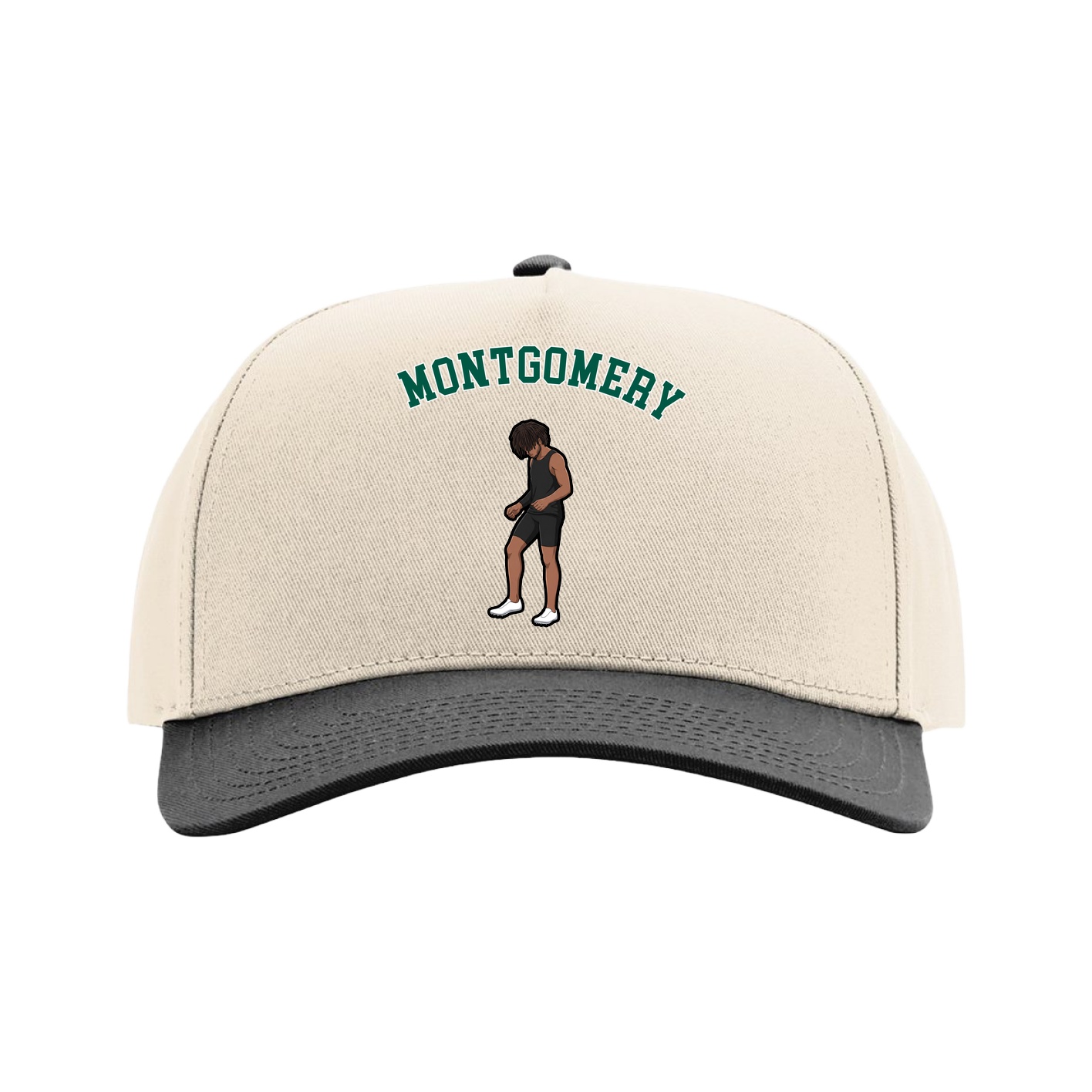 Full Fabric Five-Panel Champ Cap — Shirsey Arch in Cream/Black