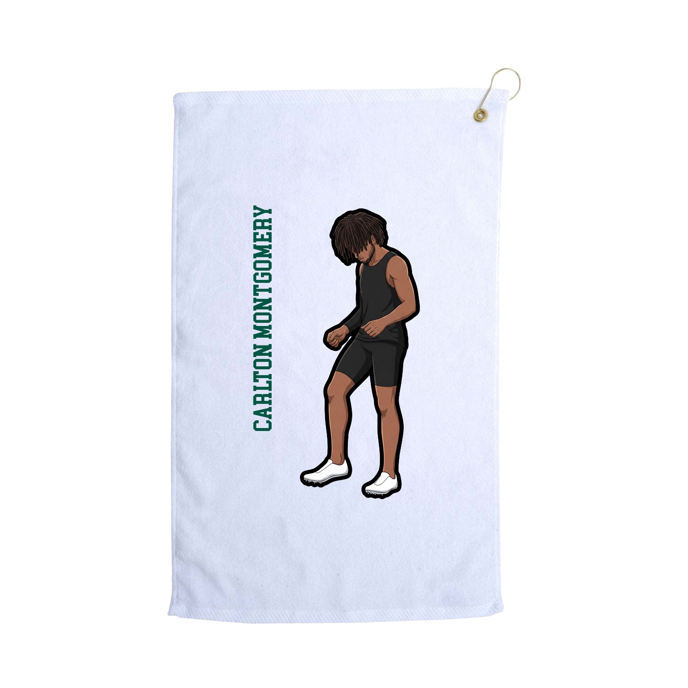 Golf Towel — Name Vertical in White