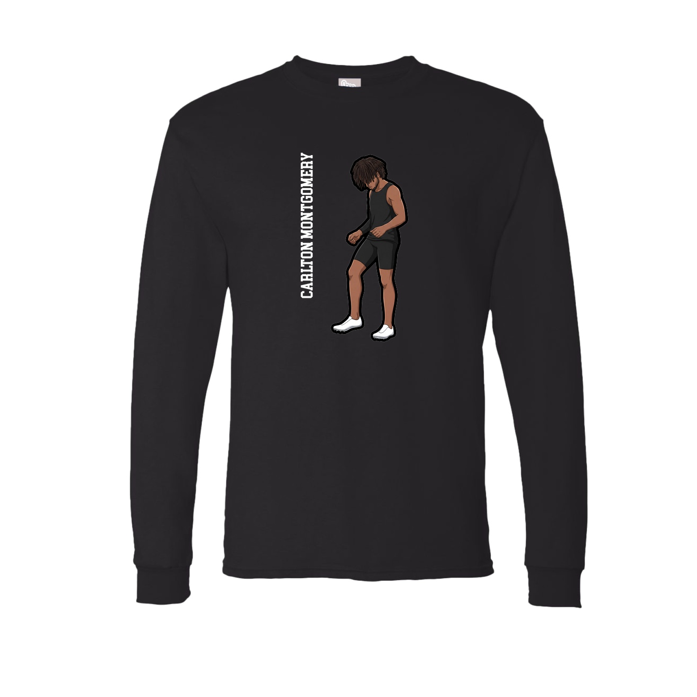 Long Sleeve Tee — Name Vertical in Black