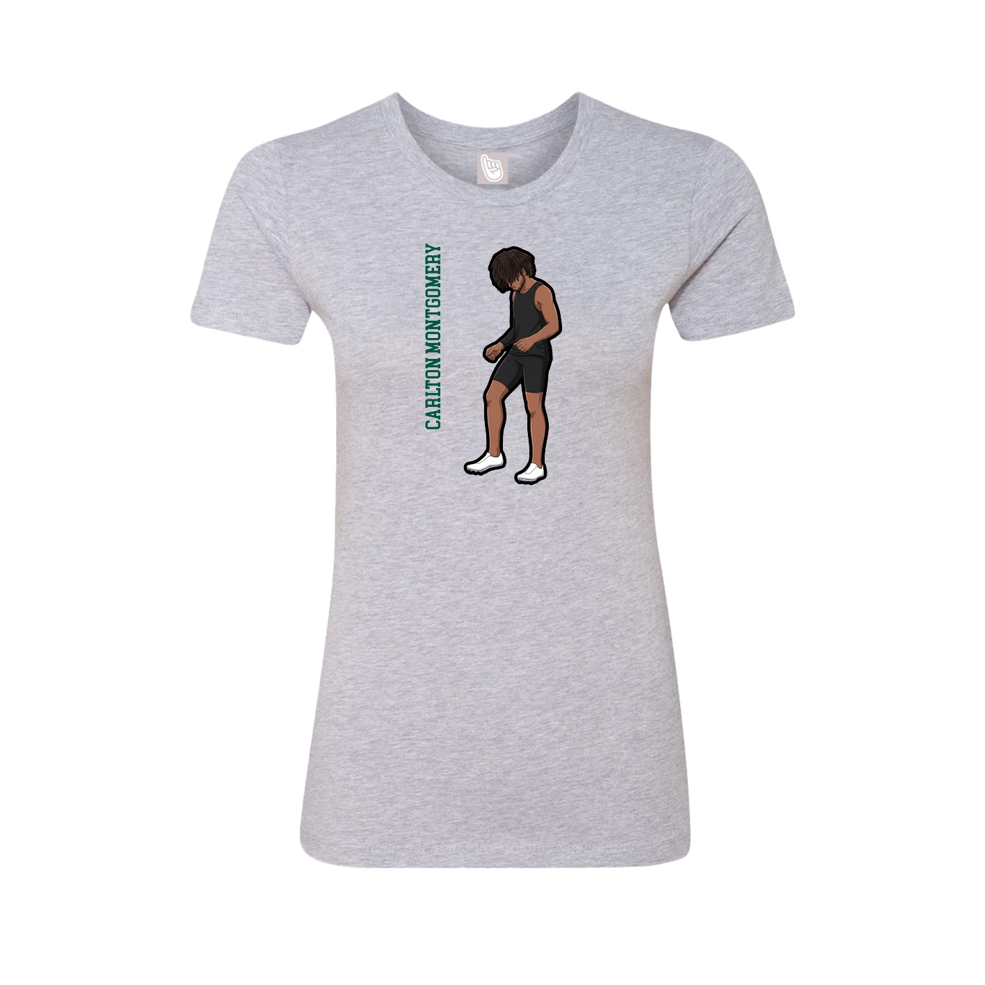 Womens Tee — Name Vertical in Grey