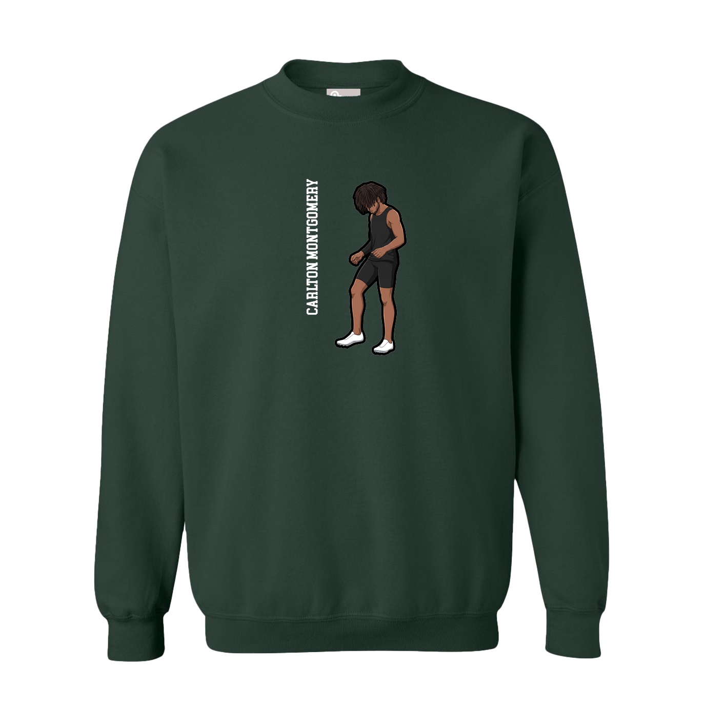 Fleece Crew — Name Vertical in Green