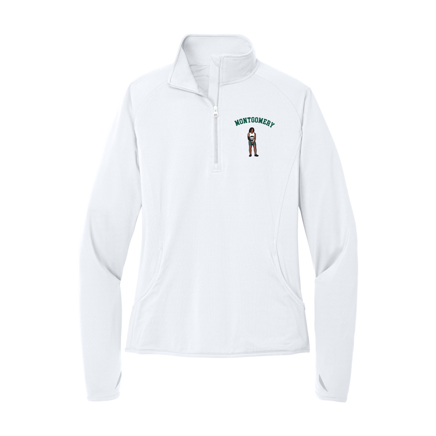 Women's Q-Zip Pullover — Shirsey Arch in White