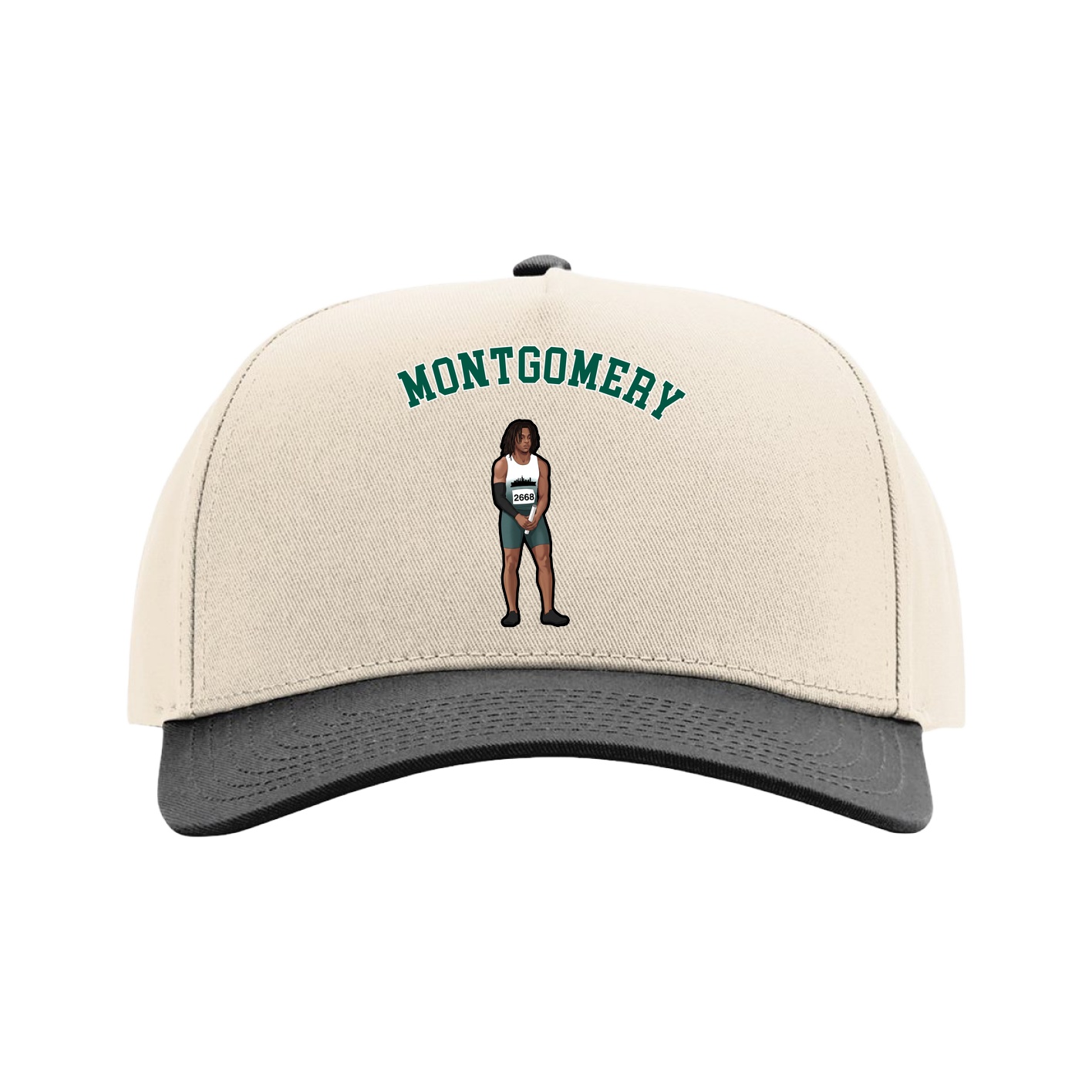 Full Fabric Five-Panel Champ Cap — Shirsey Arch in Cream/Black