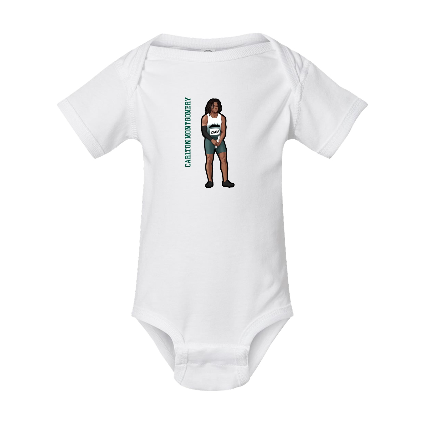 Baby Onesie — Name Vertical in White