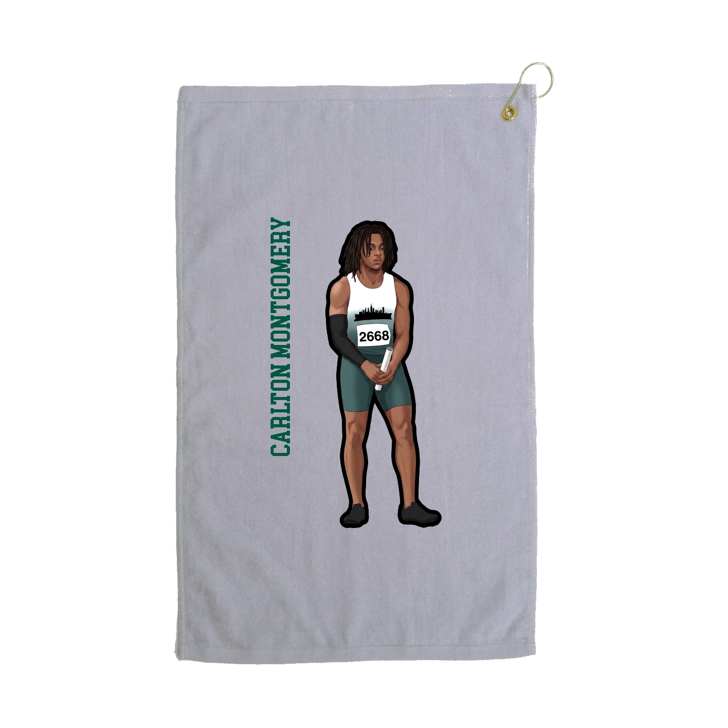 Golf Towel — Name Vertical in Grey