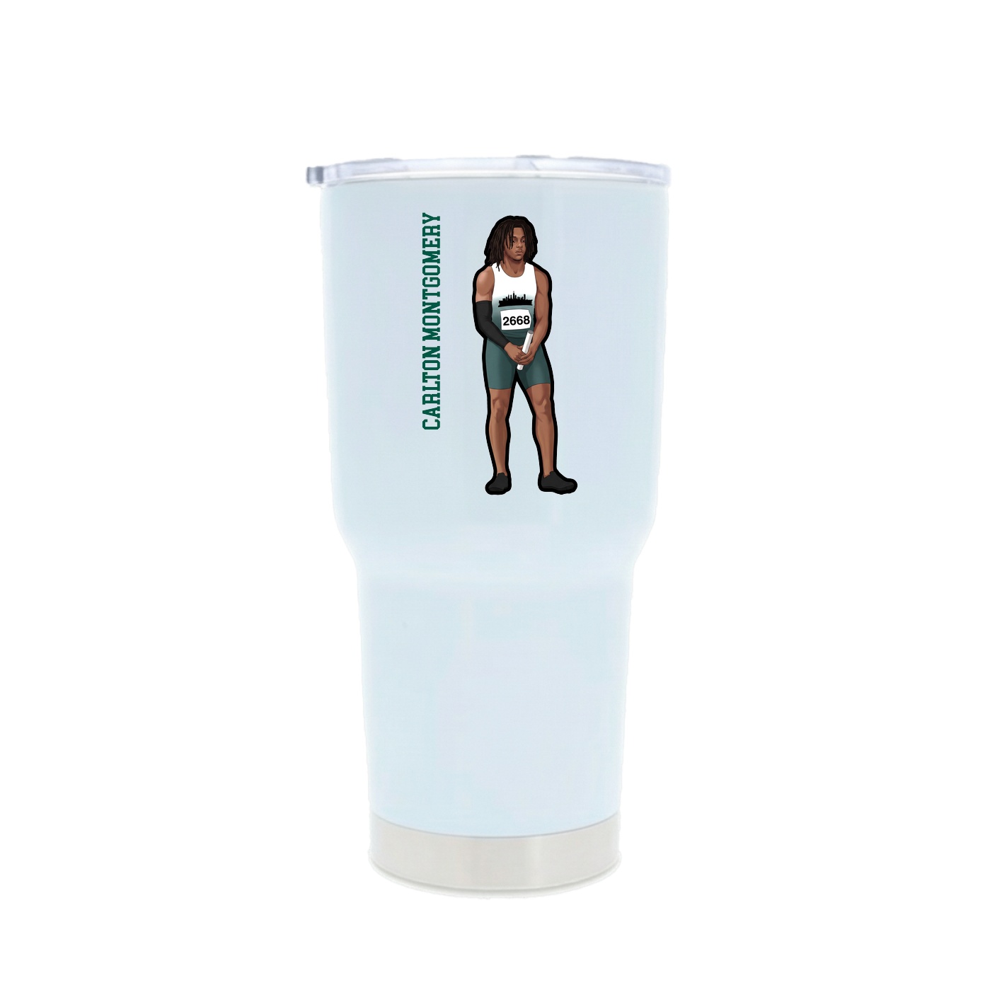 30oz Stainless Steel Tumbler — Name Vertical in White
