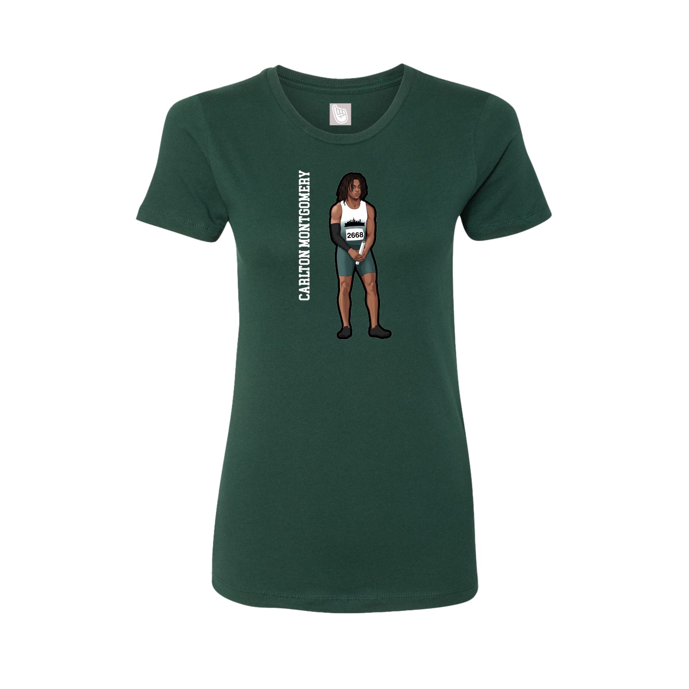 Womens Tee — Name Vertical in Green
