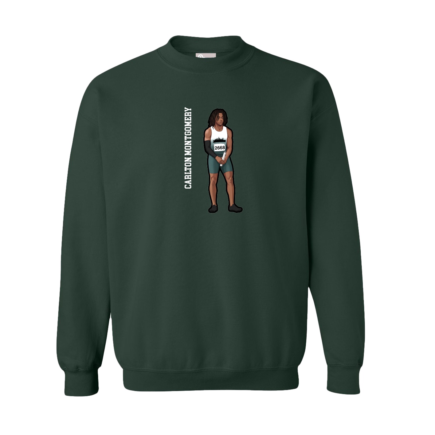 Fleece Crew — Name Vertical in Green