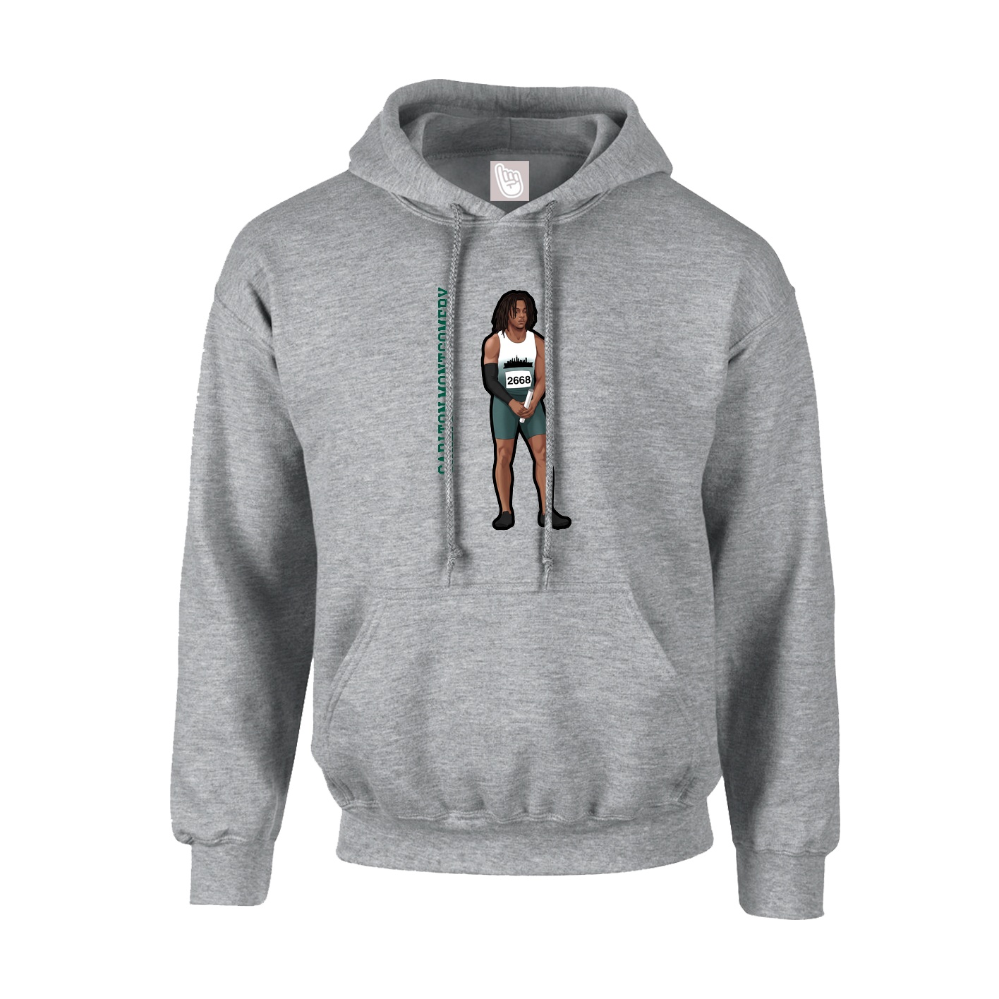 Youth Hoodie — Name Vertical in Grey
