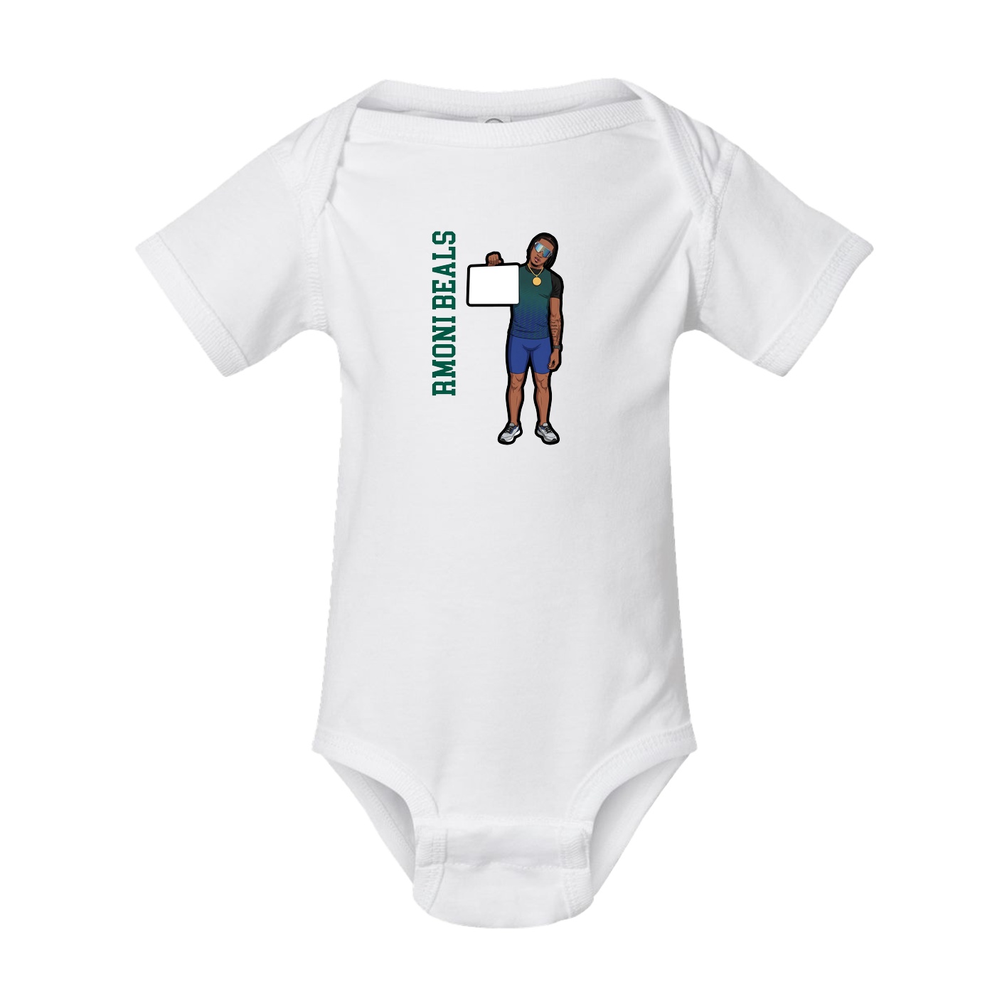Baby Onesie — Name Vertical in White