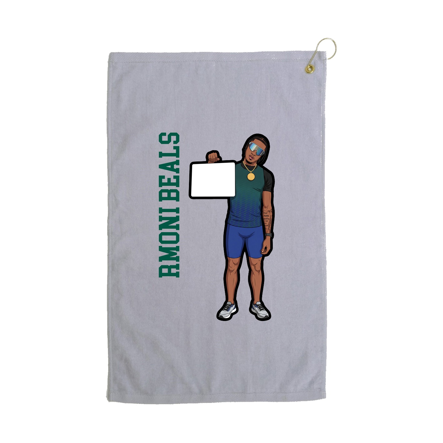 Golf Towel — Name Vertical in Grey