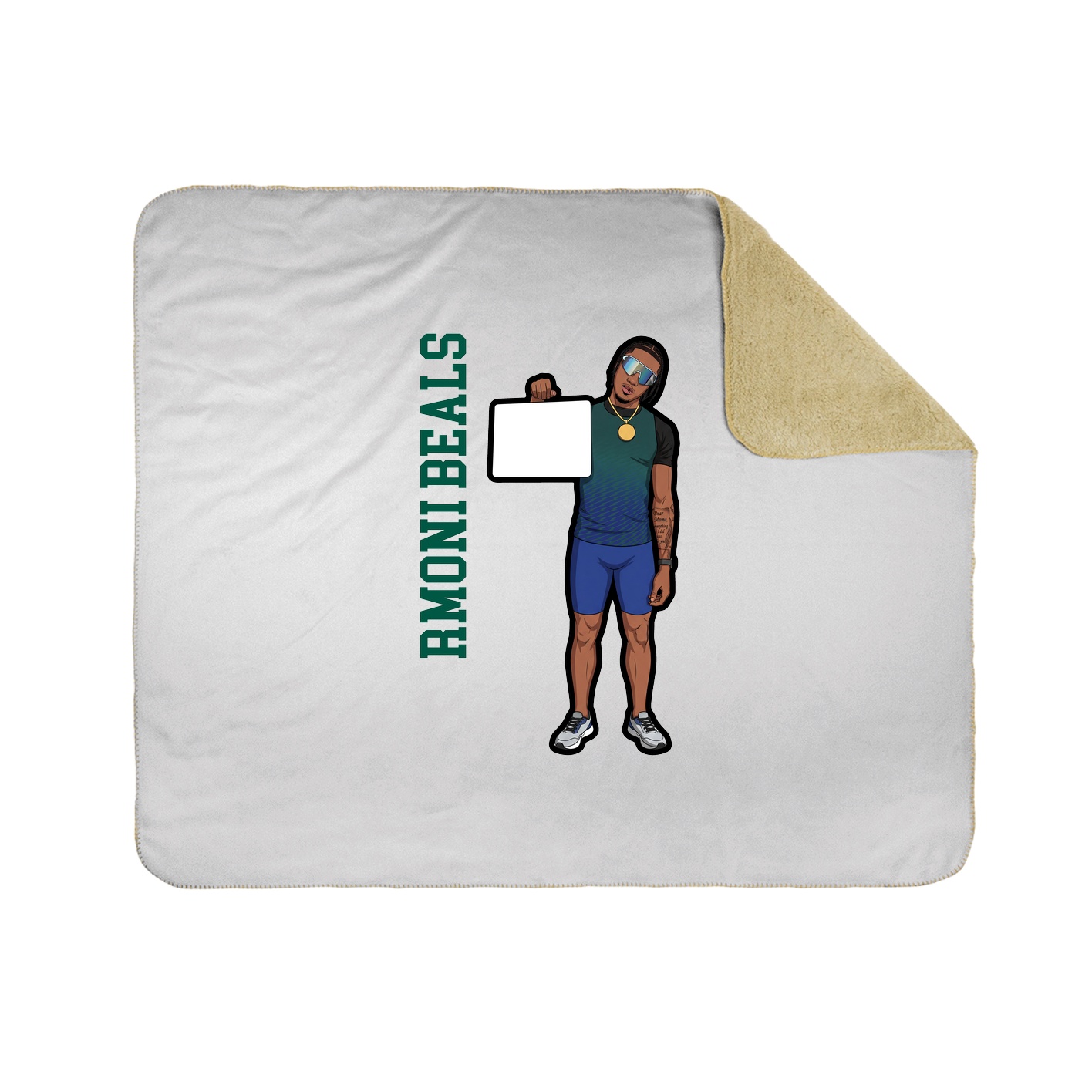Throw Blanket — Name Vertical in White
