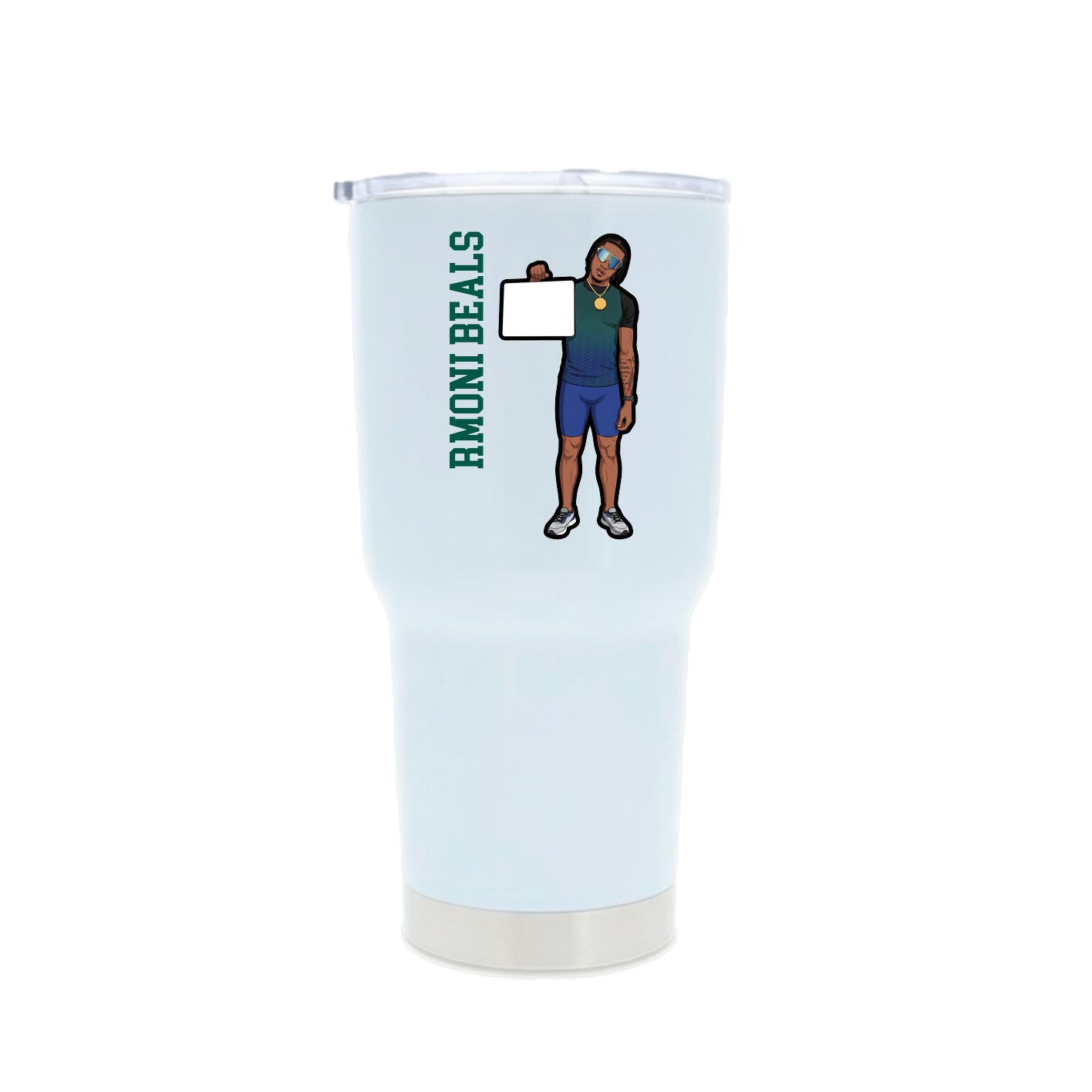 30oz Stainless Steel Tumbler — Name Vertical in White