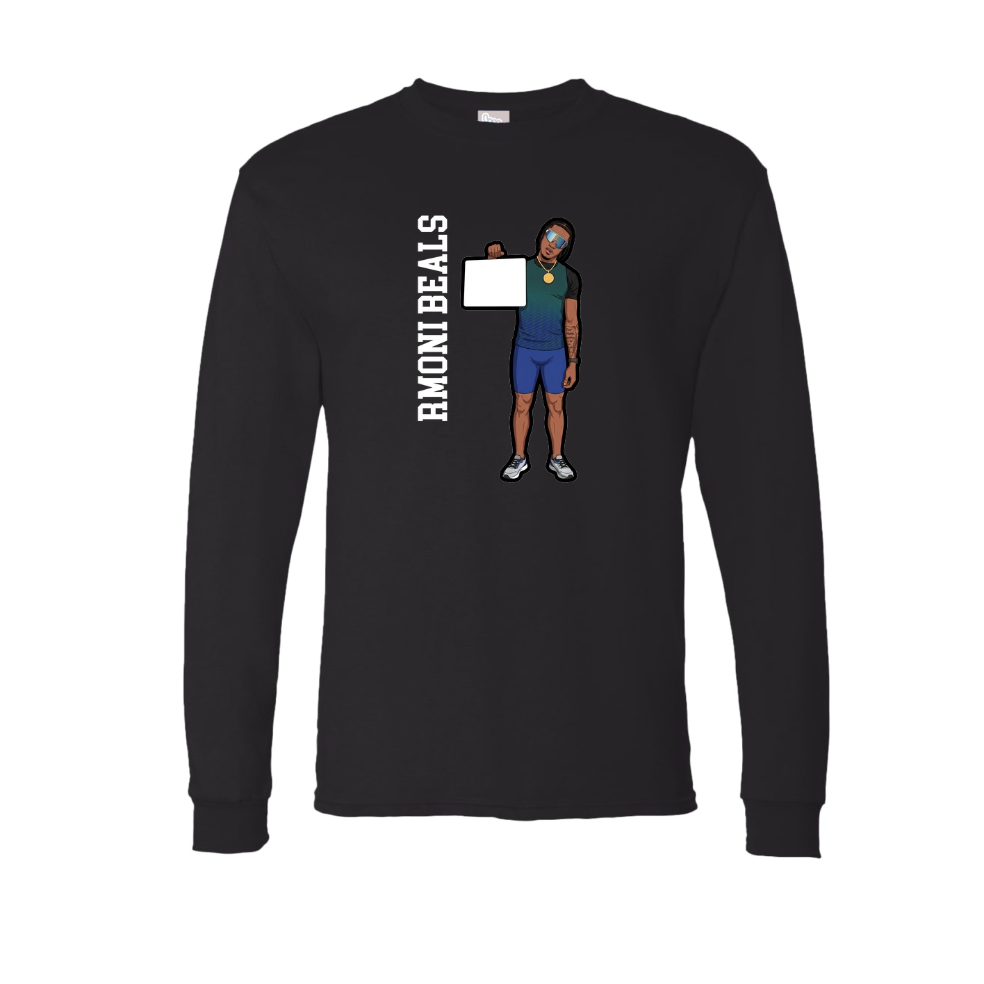Long Sleeve Tee — Name Vertical in Black