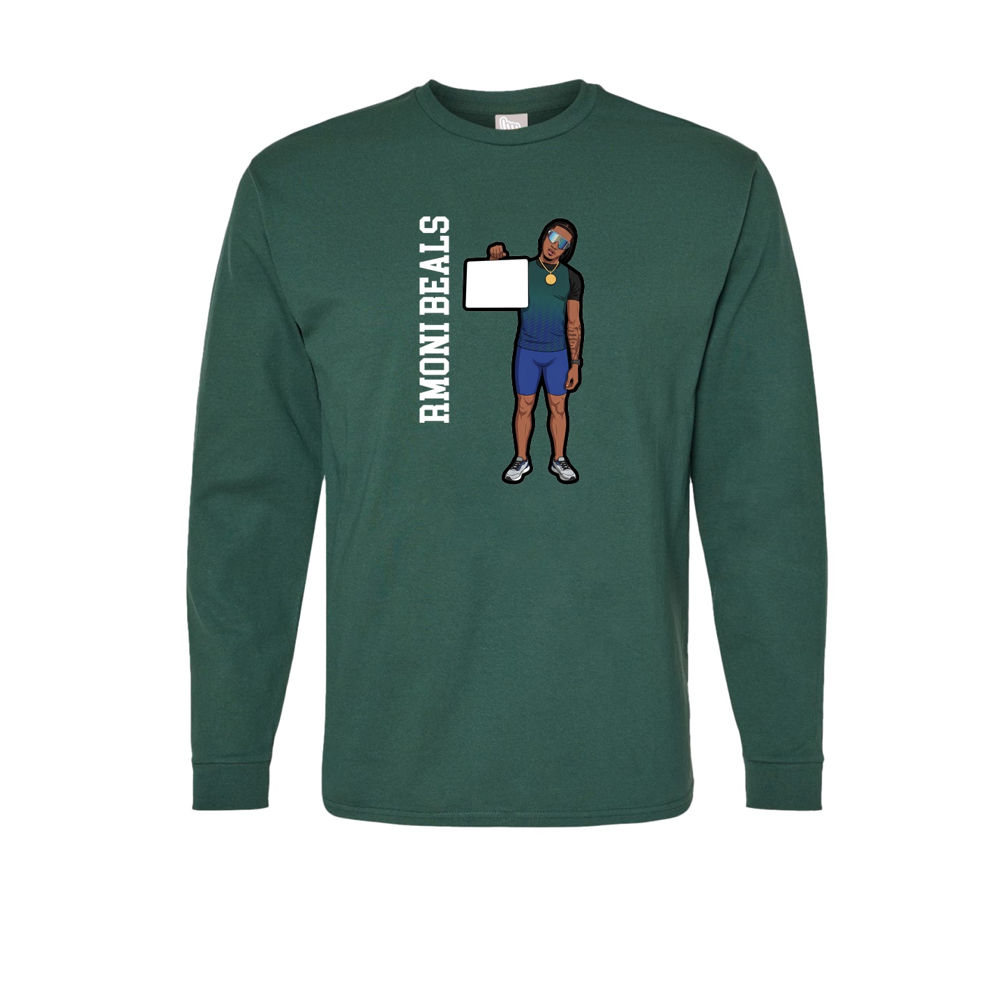 Long Sleeve Tee — Name Vertical in Green
