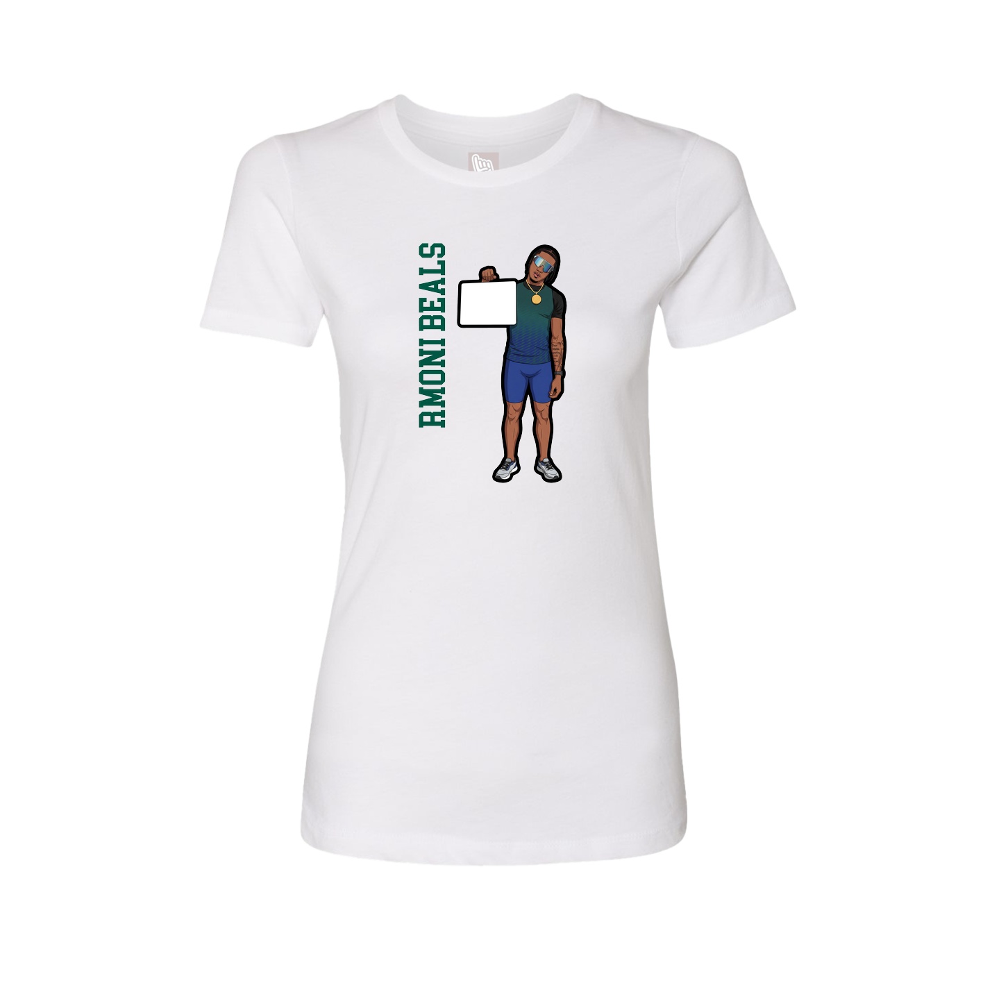 Fitted Women's Tee — Name Vertical in White
