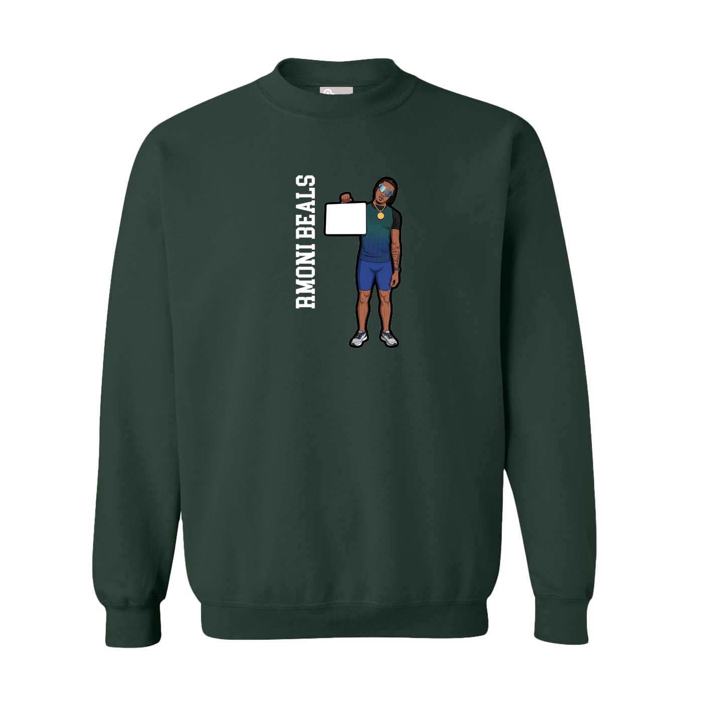 Fleece Crew — Name Vertical in Green
