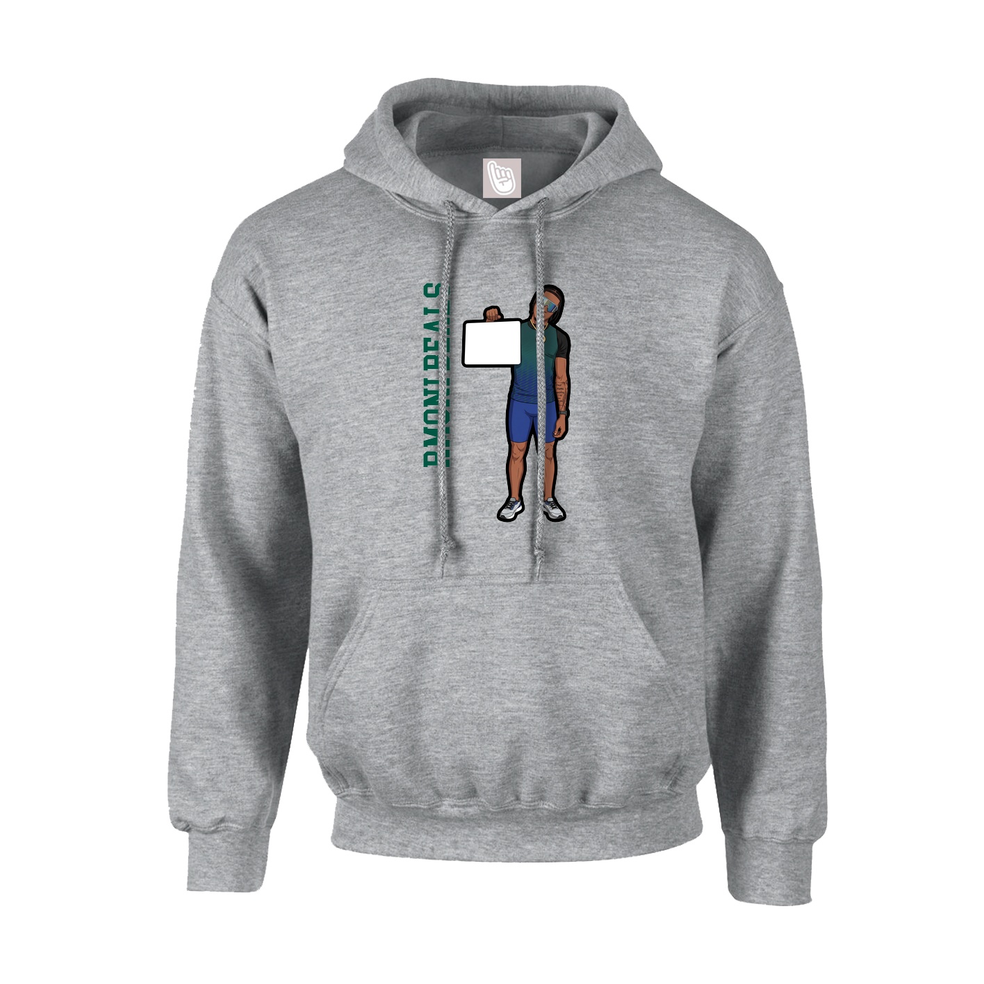 Youth Hoodie — Name Vertical in Grey