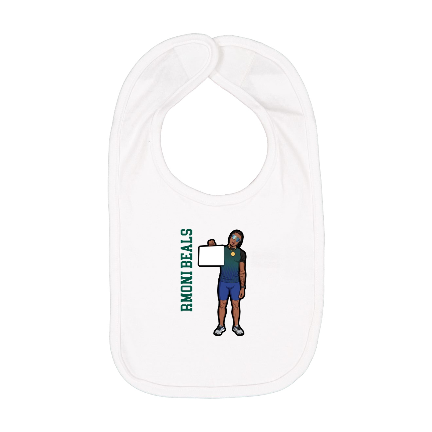 Infant Bib — Name Vertical in White