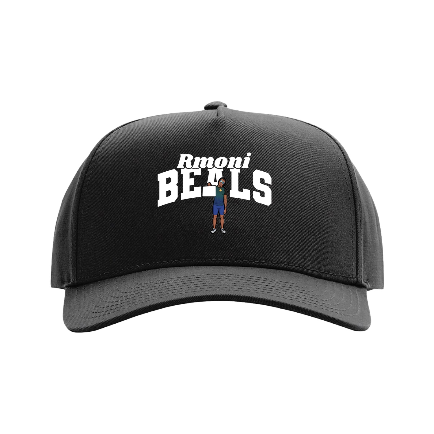 Full Fabric Five-Panel Champ Cap — Signature Arch in Black