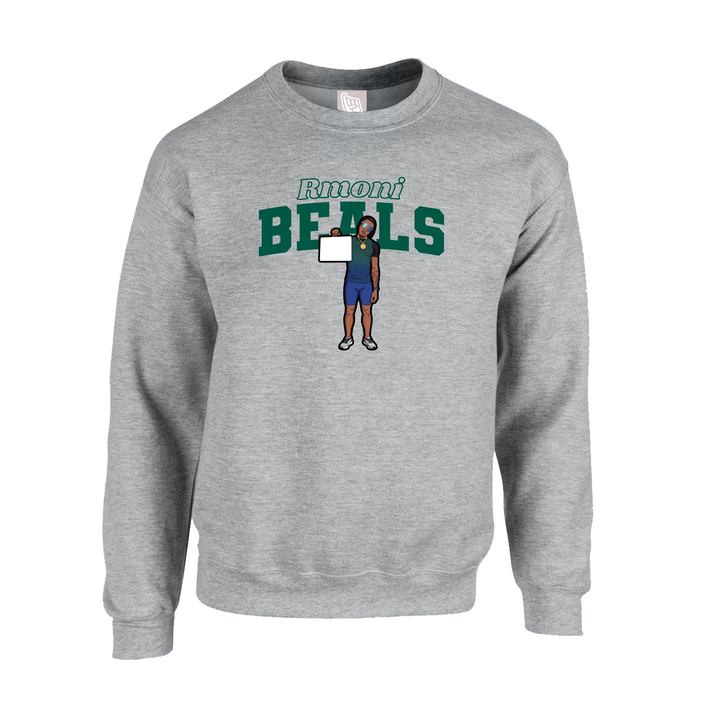 Fleece Crew — Name Arch in Grey