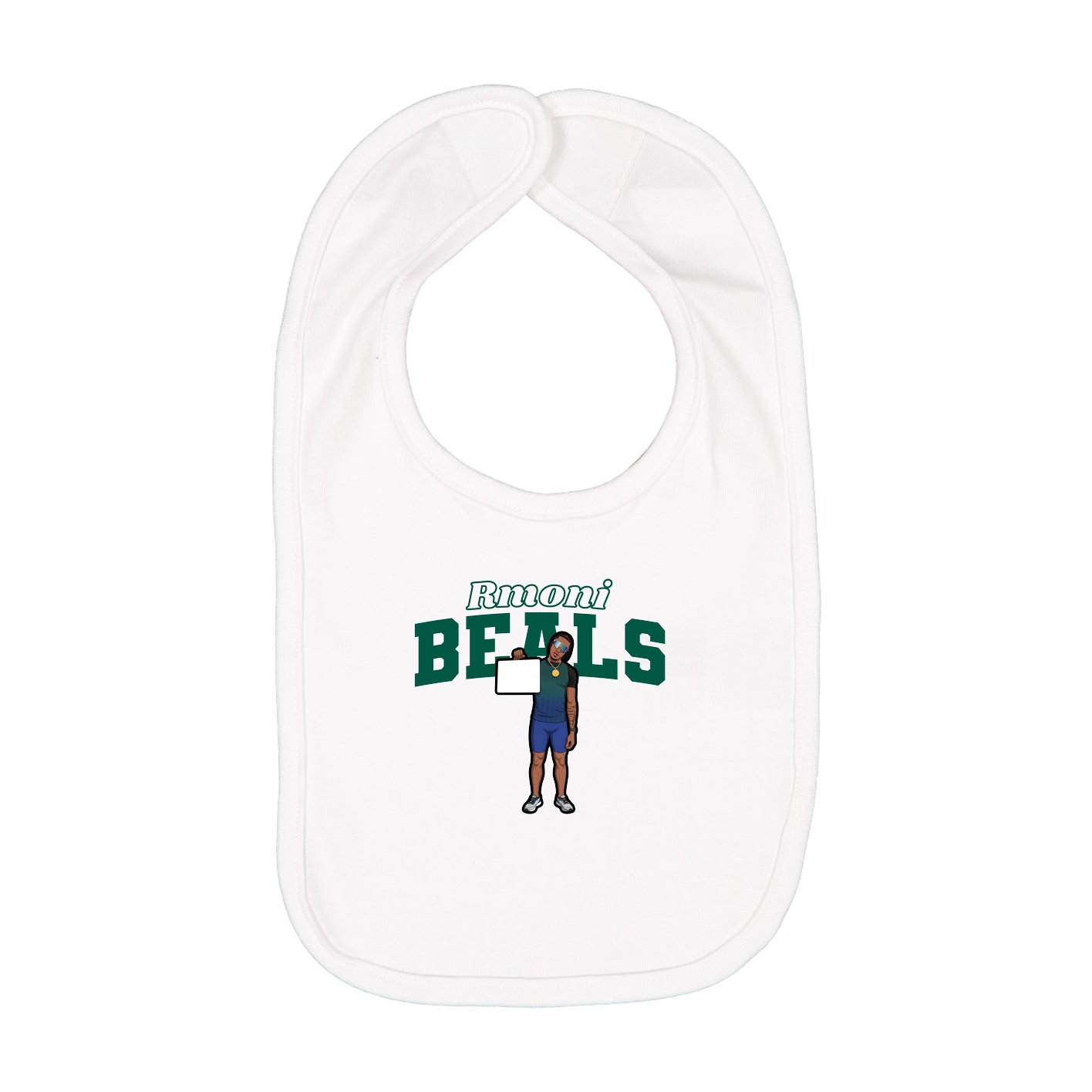 Infant Bib — Name Arch in White