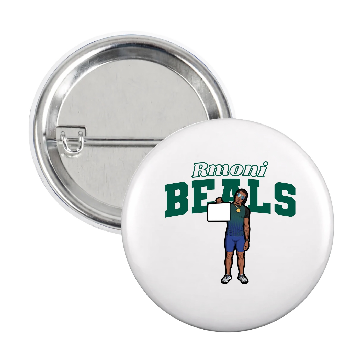 Game Day Button — Name Arch in White