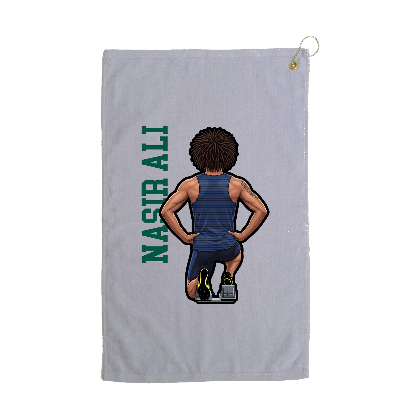 Golf Towel — Name Vertical in Grey