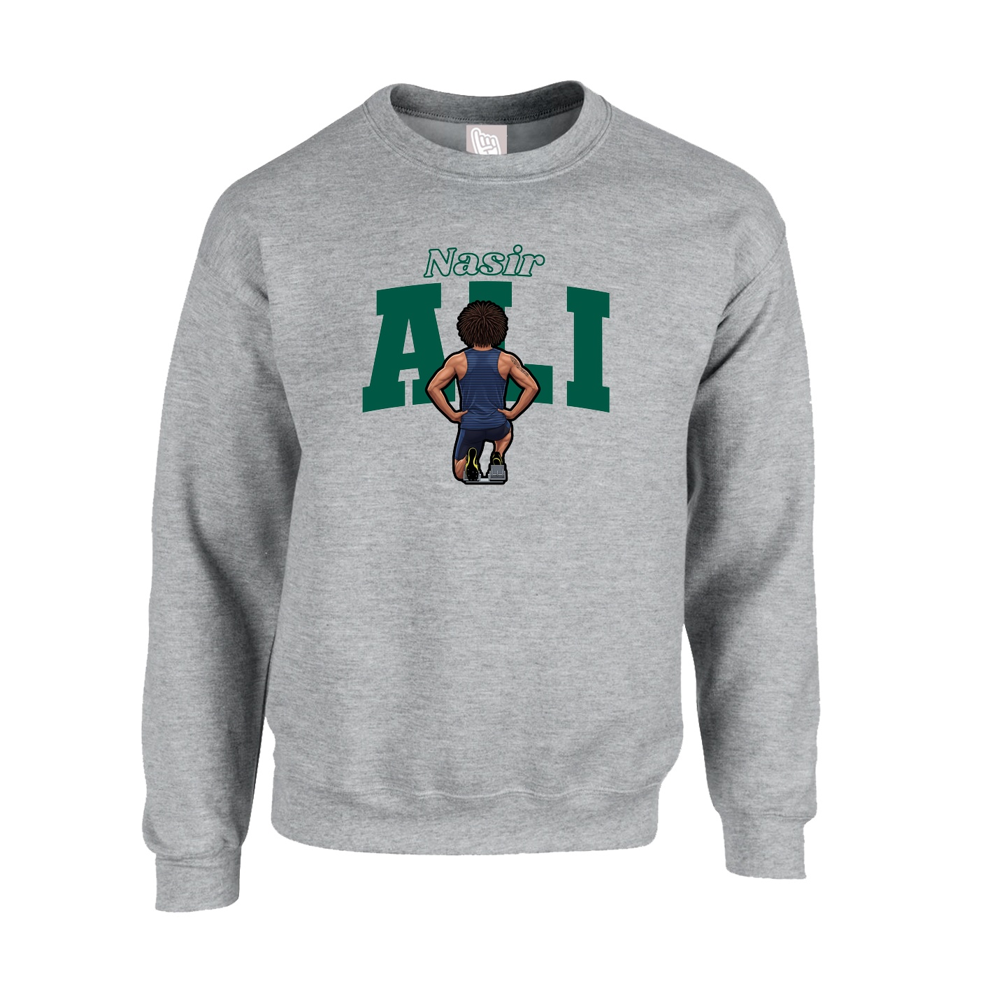 Fleece Crew — Name Arch in Grey