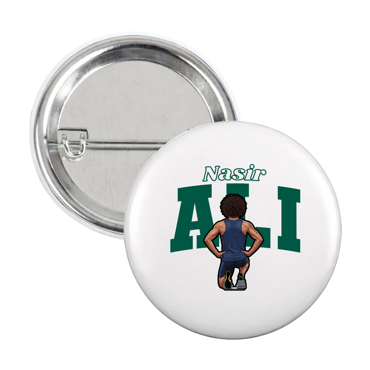 Game Day Button — Name Arch in White