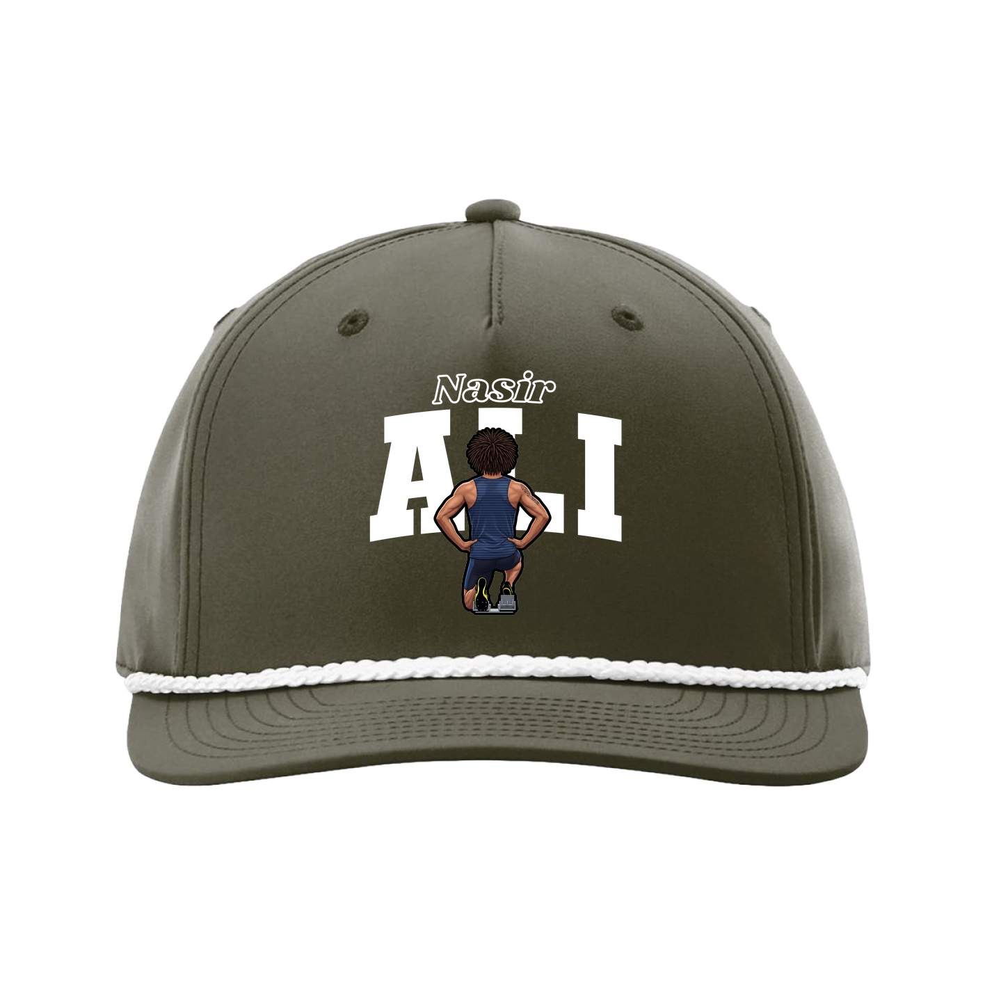 Five-Panel Classic Rope Cap — Name Arch in Green