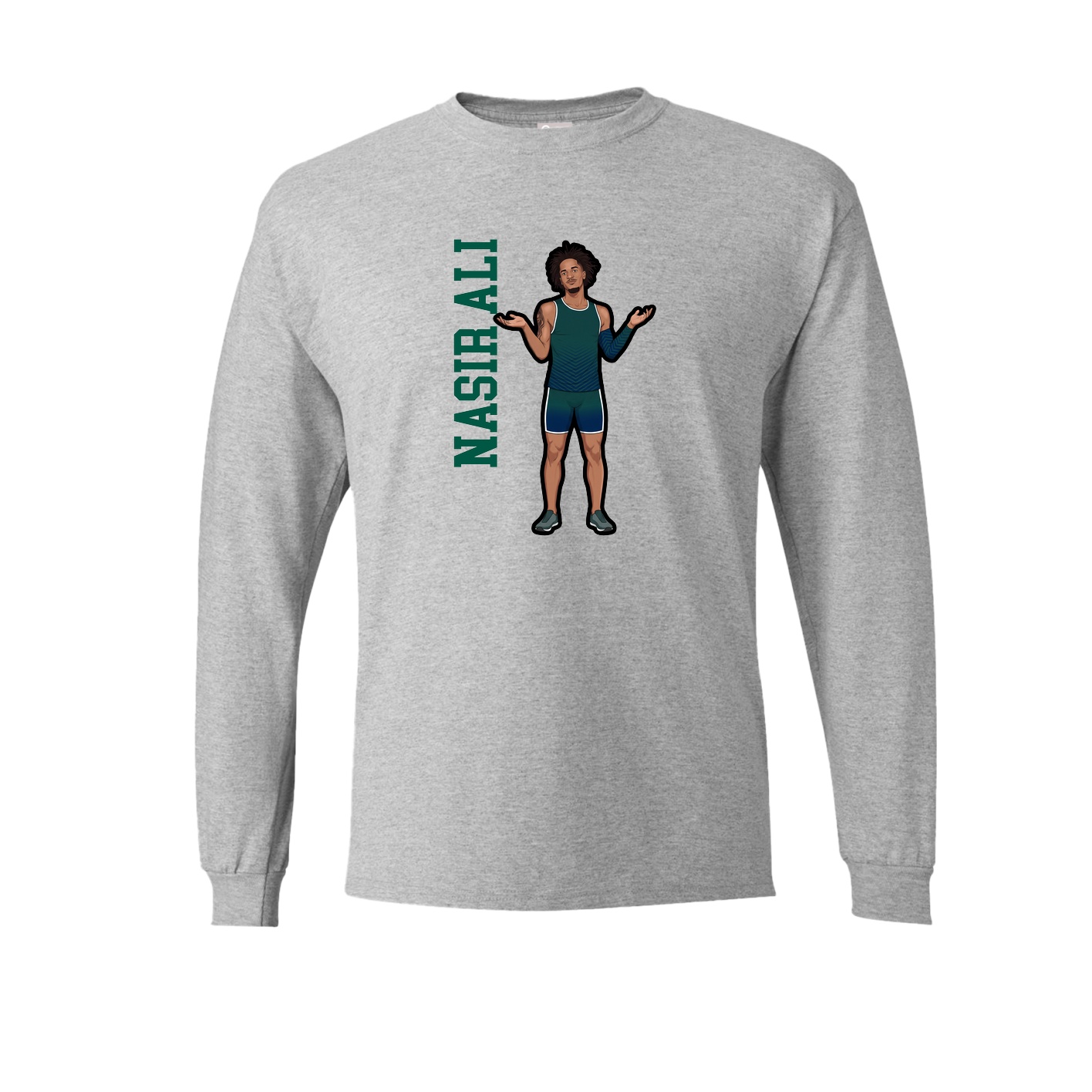 Long Sleeve Tee — Name Vertical in Grey