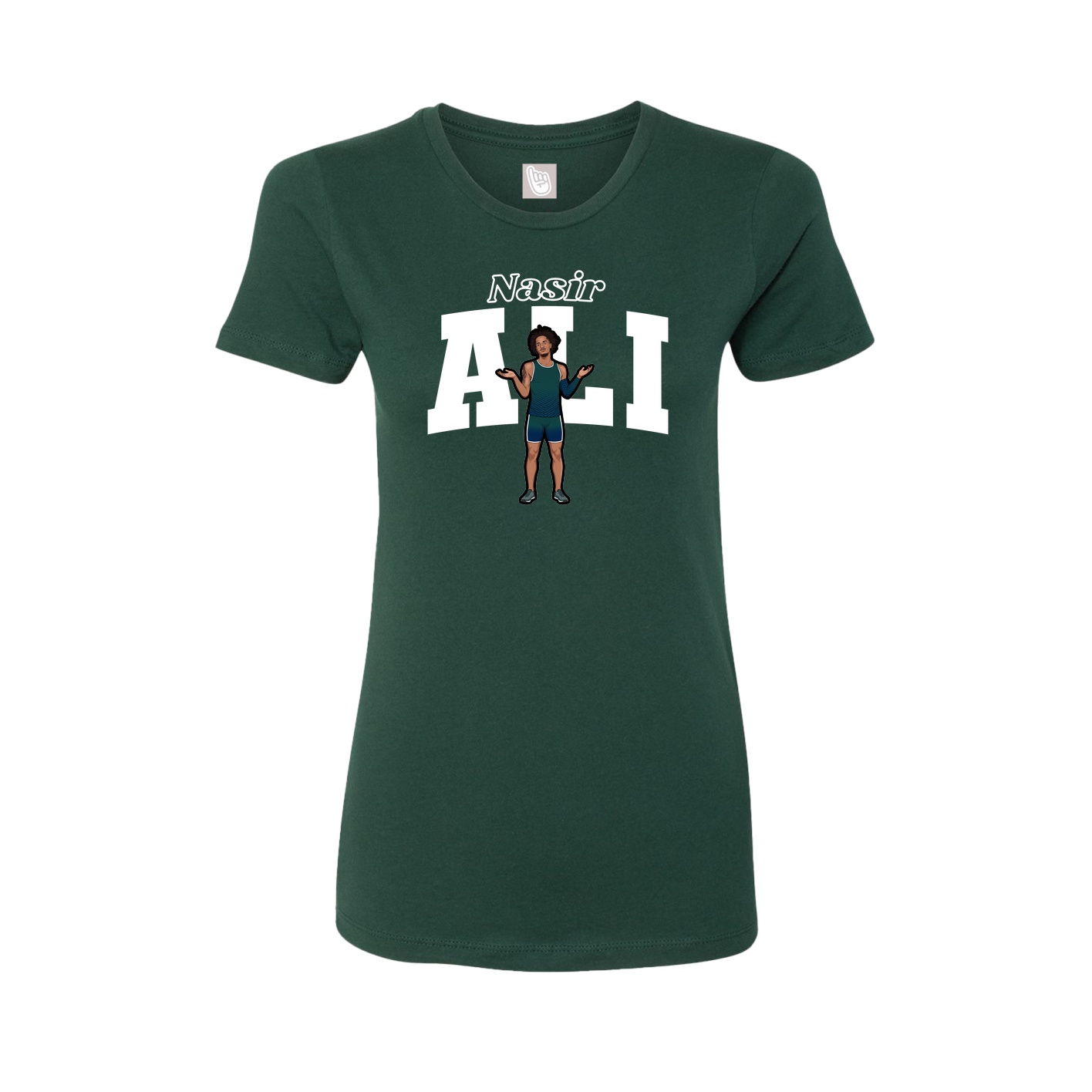 Fitted Women's Tee — Name Arch in Green
