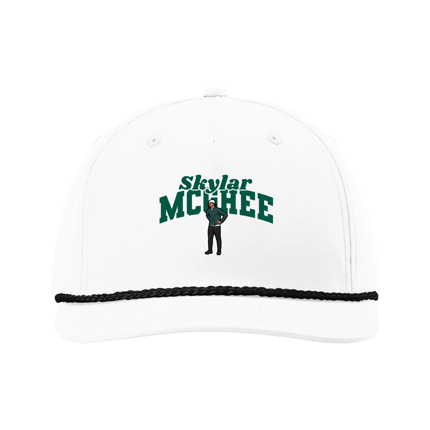 Five-Panel Classic Rope Cap — Signature Arch in White