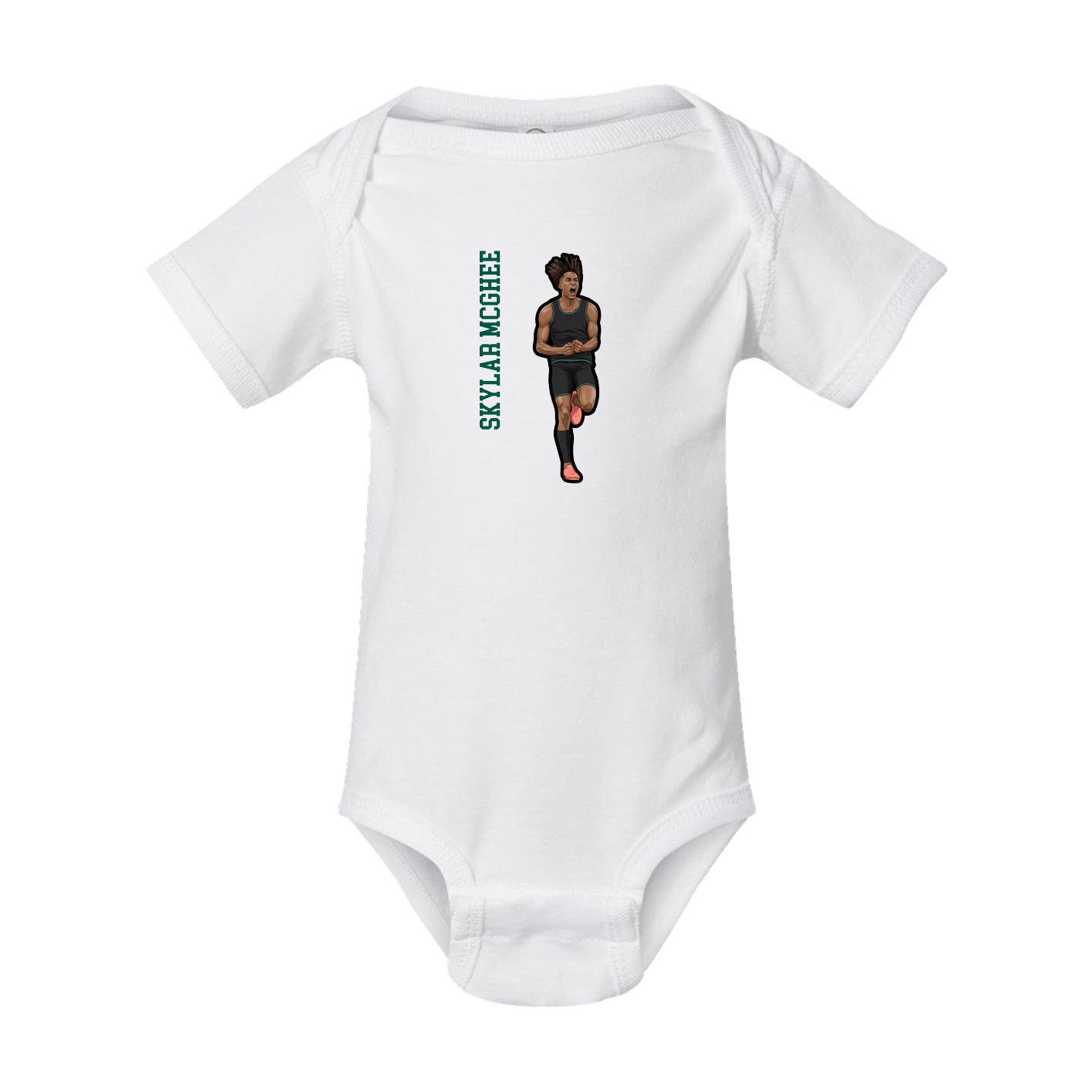 Baby Onesie — Name Vertical in White