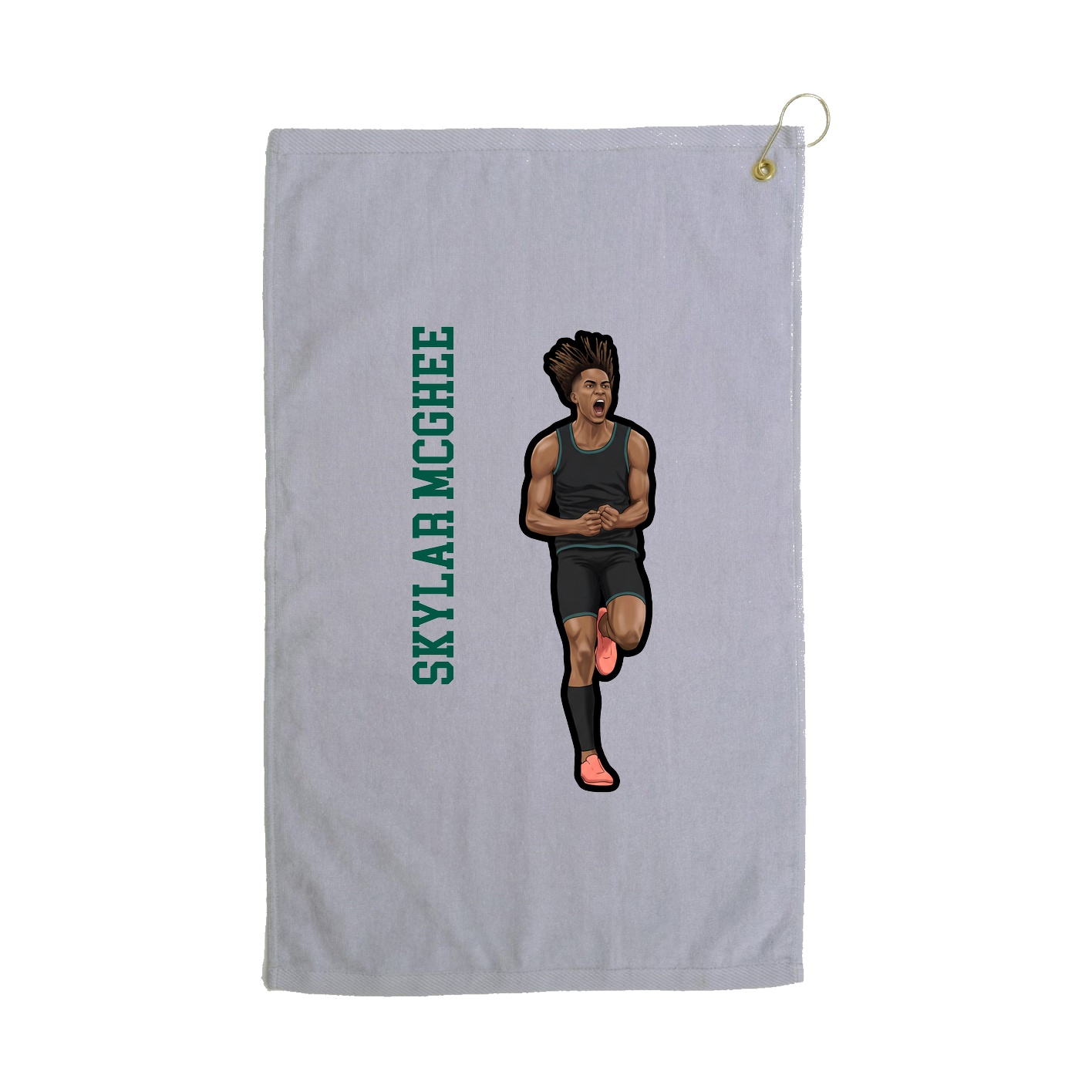 Golf Towel — Name Vertical in Grey