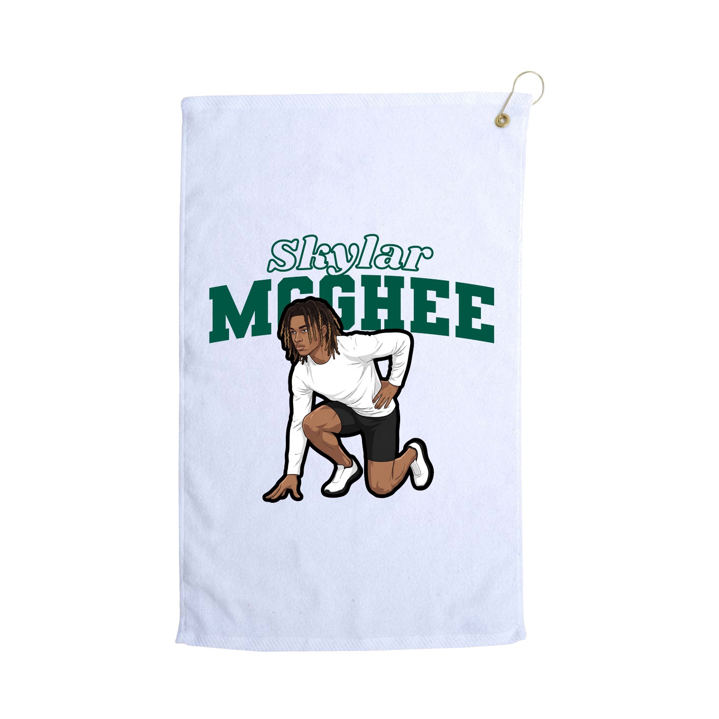 Golf Towel — Name Arch in White