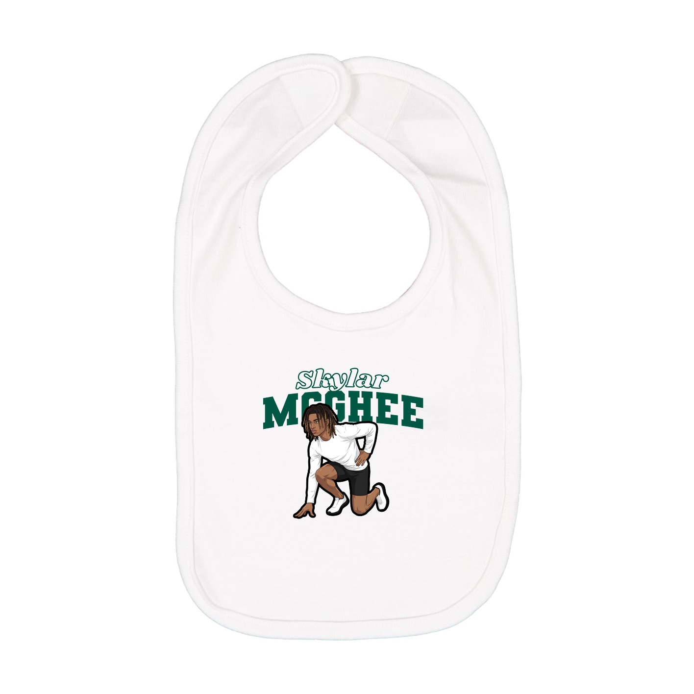 Infant Bib — Name Arch in White