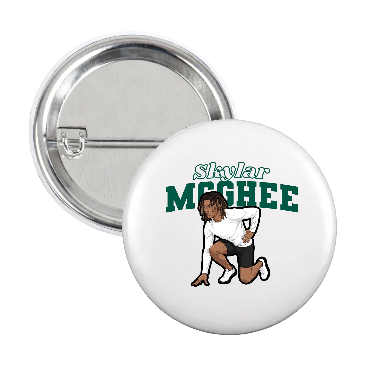 Game Day Button — Name Arch in White
